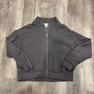 Ladies Gray Zip-Up Sweater